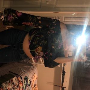 off the shoulder floral shirt